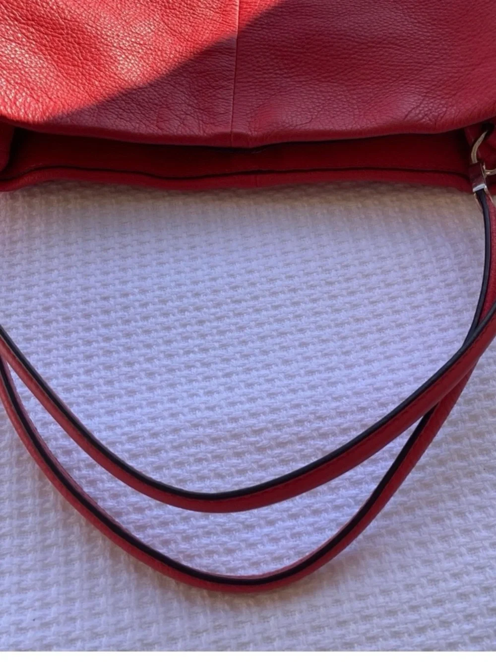 COACH Madison Phoebe Tumbled Cardinal Red Leather 3 Section Shoulder Bag